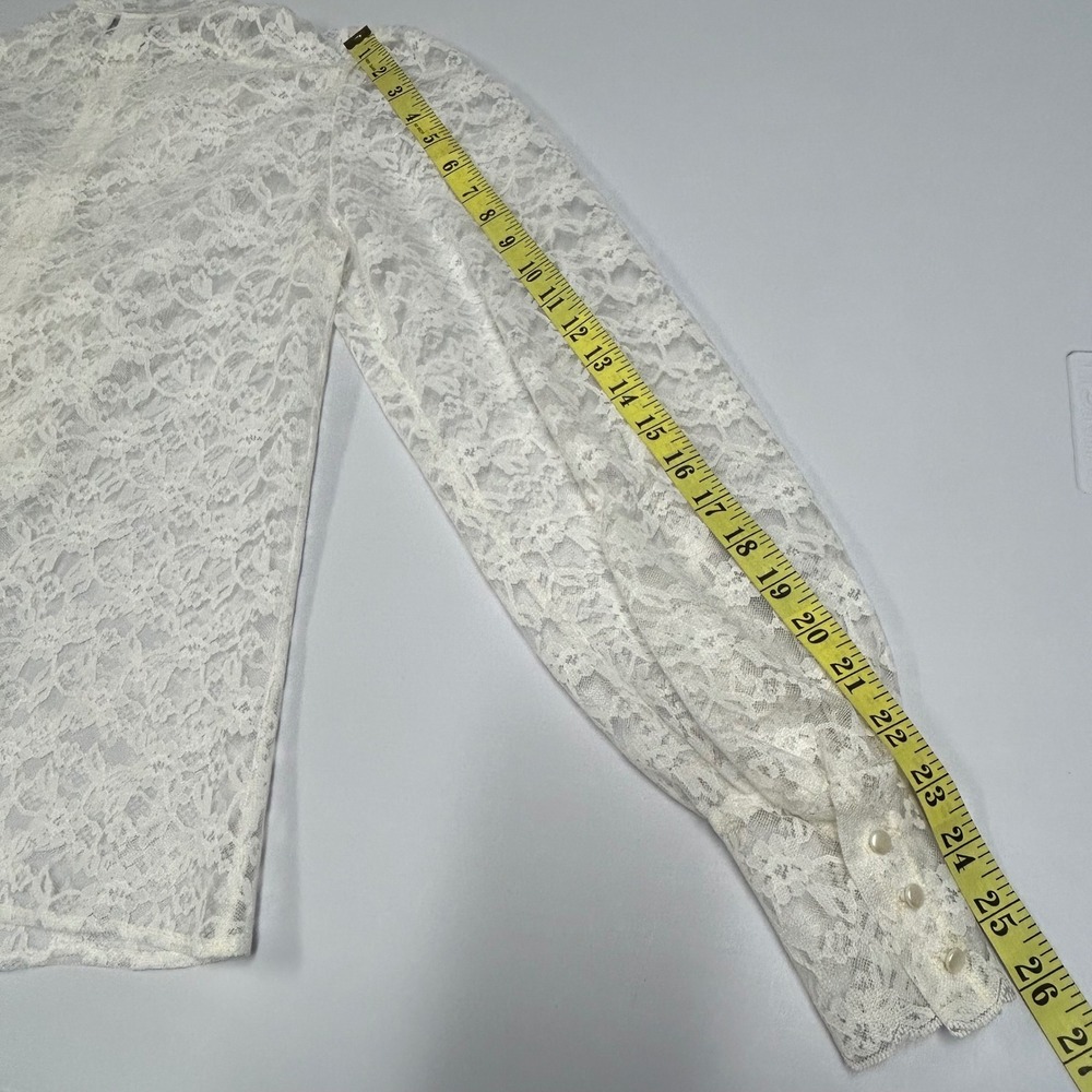 Alice Stuart Vintage Floral Lace Poet Top Ruffle Sz 10 Ivory Edwardian - Picture 10 of 10